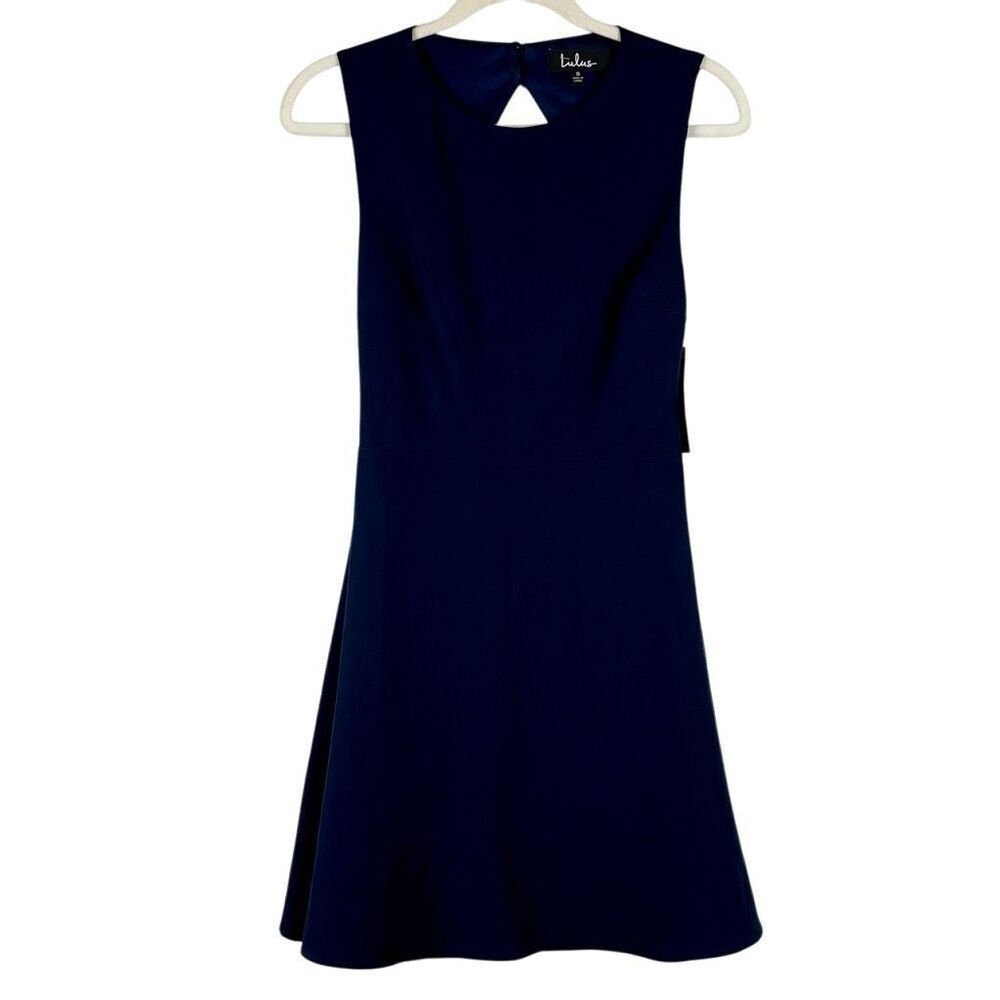 New! NWT Lulus Flirt and Flair Navy Blue Backless Lace Skater Dress Small